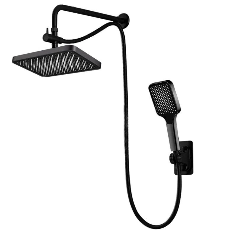 Bluejw Modern 12-Inch American Style Top Spray 3-Speed Pressure Handheld Shower Head Set with Concealed Extension Bracket Arm for Hotels - Image 1